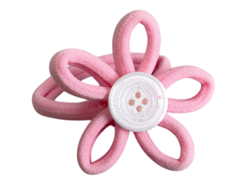 990064 - Goma de pelo con forma de flor y boton