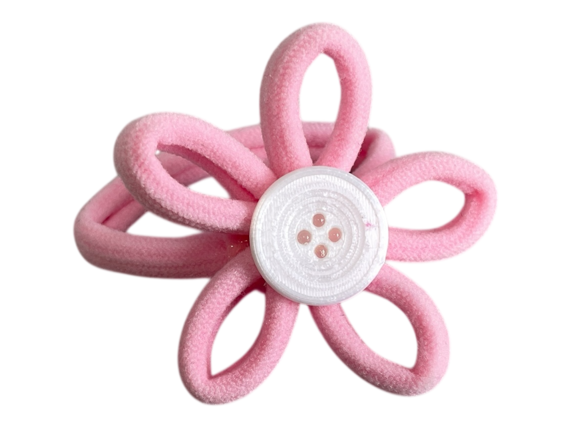 990064 - Goma de pelo con forma de flor y boton
