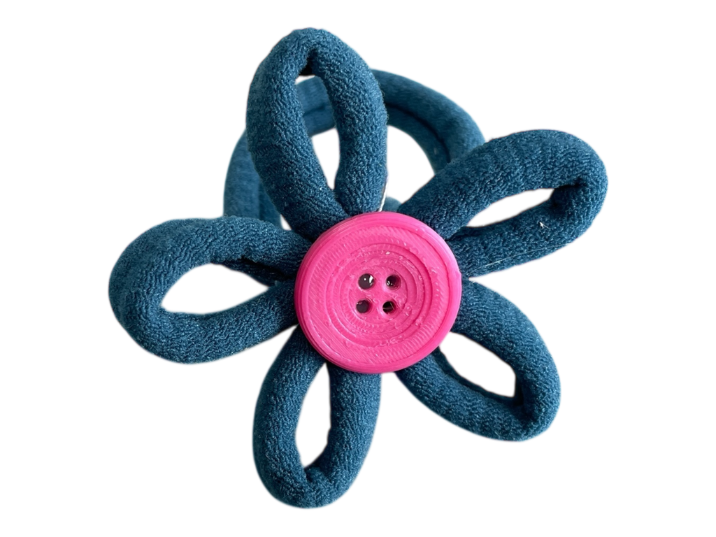 990064 - Goma de pelo con forma de flor y boton