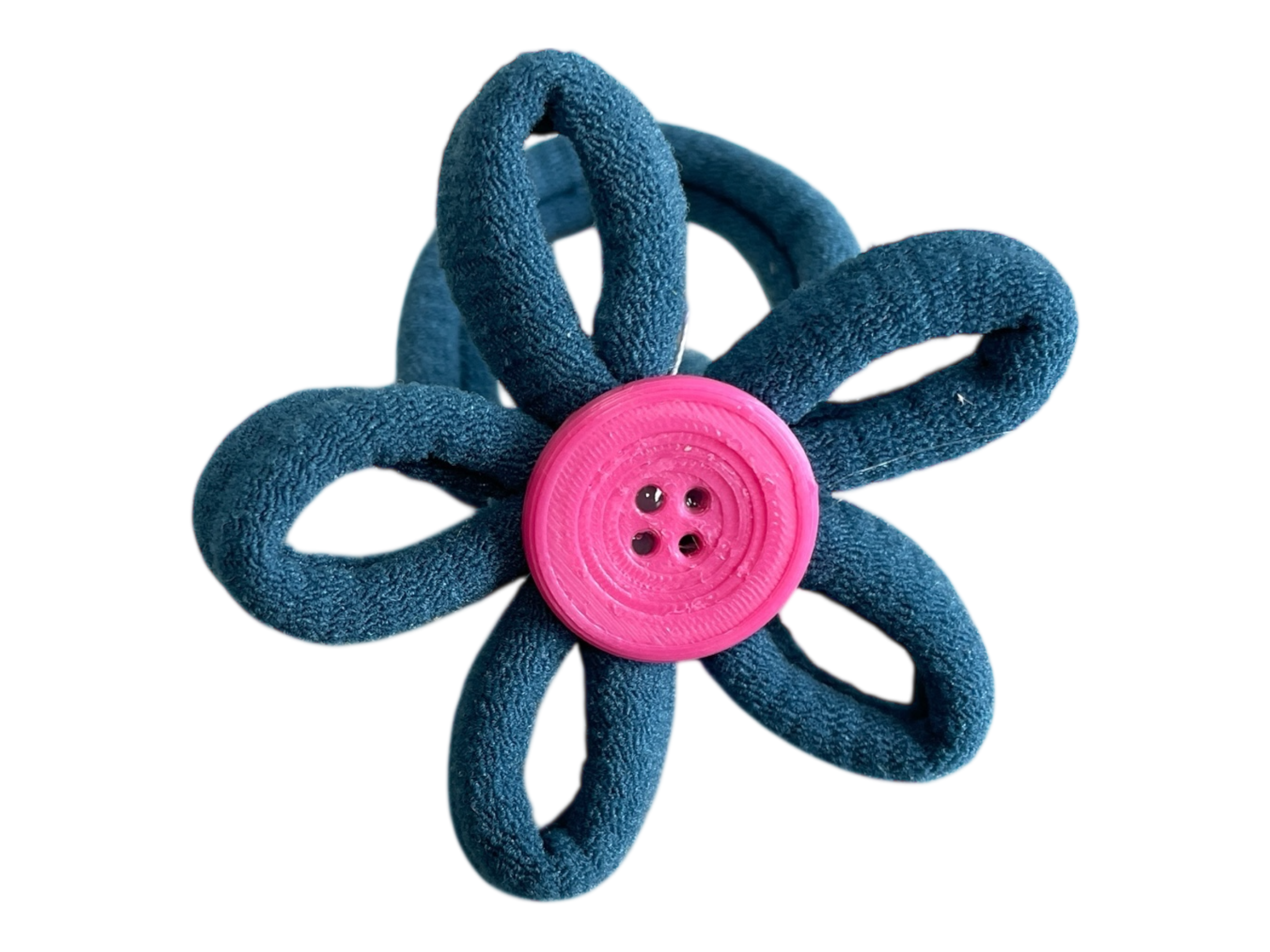 990064 - Goma de pelo con forma de flor y boton