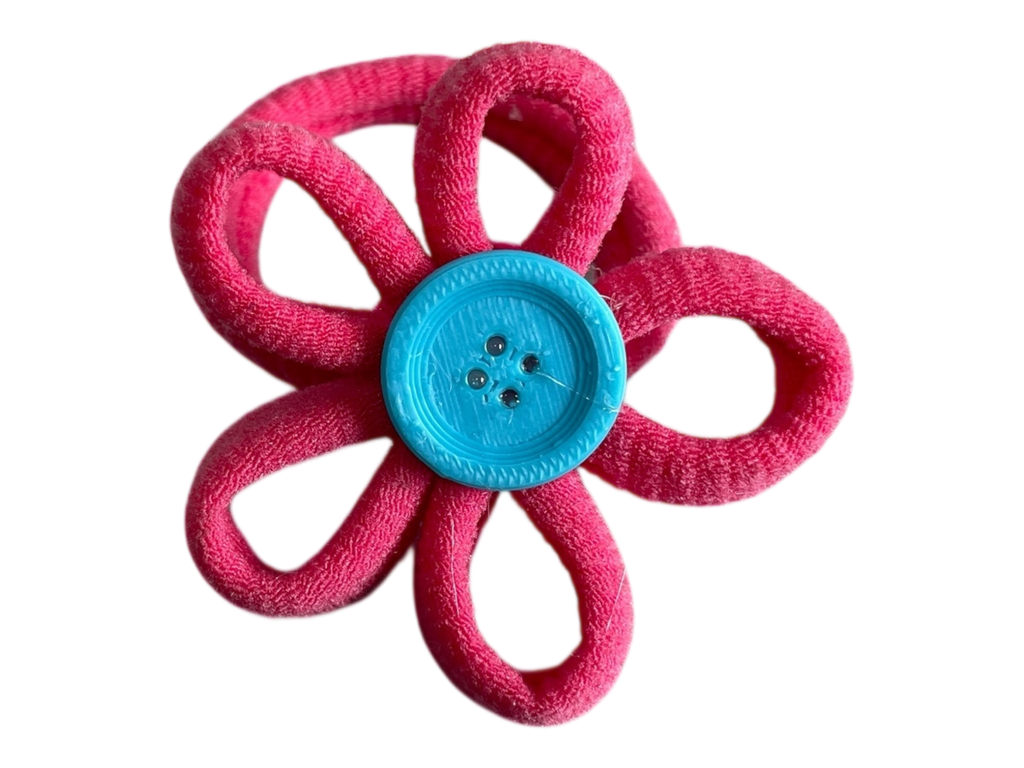 990064 - Goma de pelo con forma de flor y boton