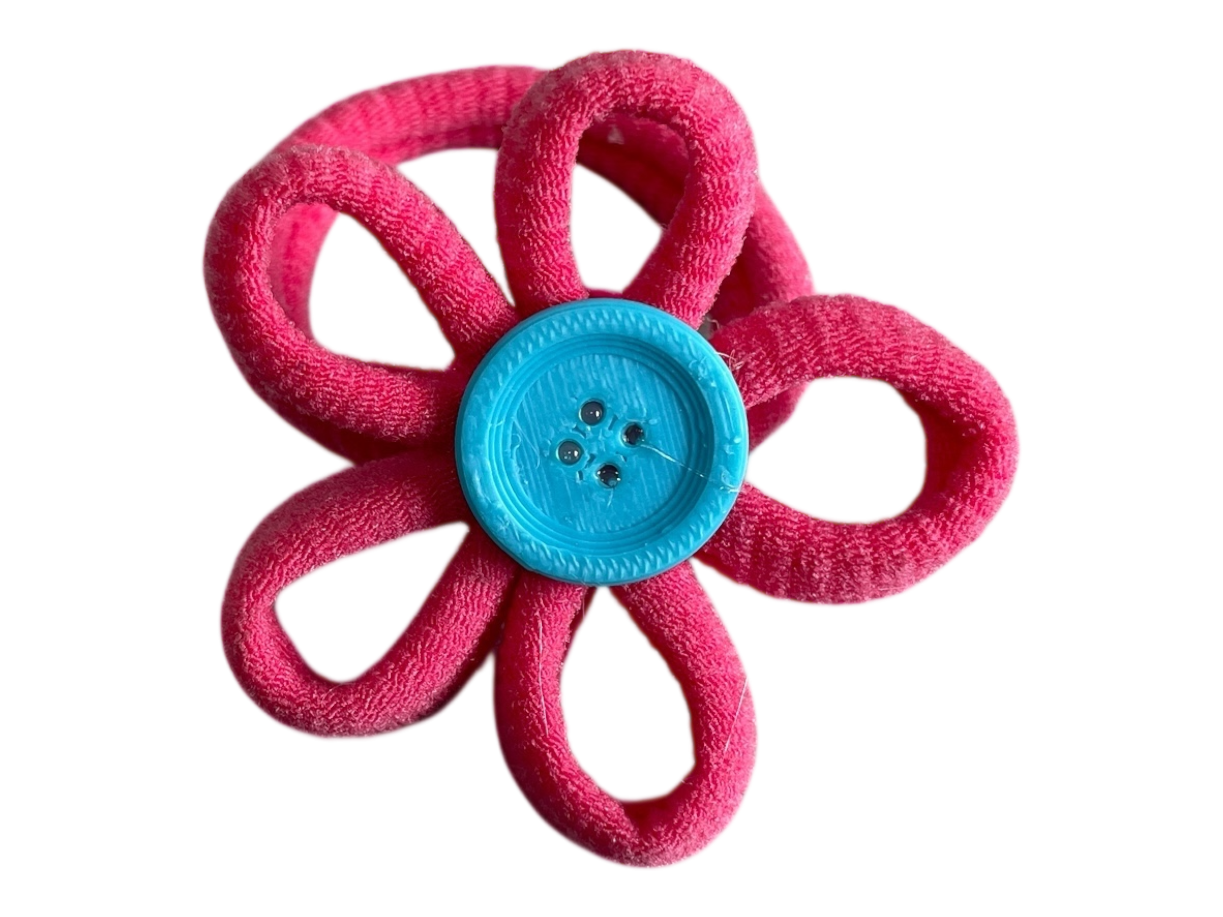 990064 - Goma de pelo con forma de flor y boton