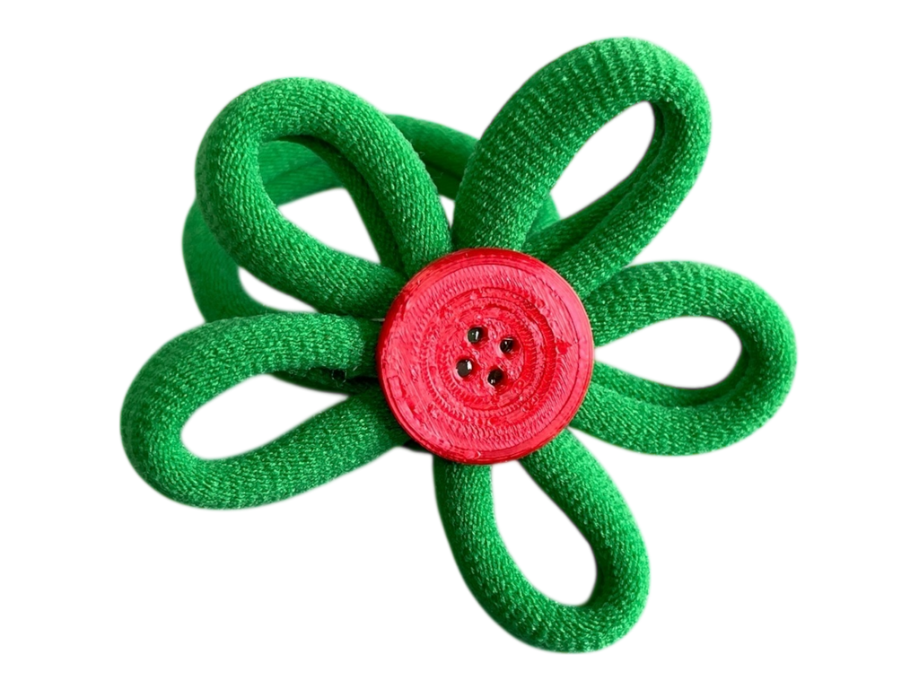 990064 - Goma de pelo con forma de flor y boton