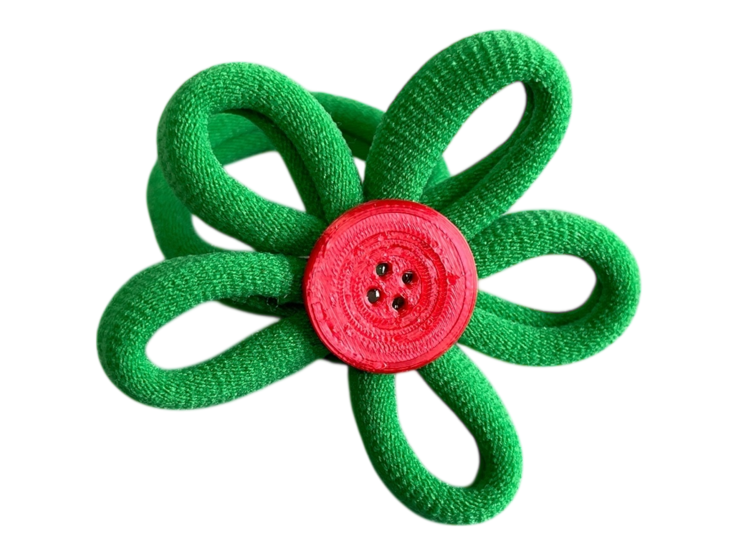 990064 - Goma de pelo con forma de flor y boton