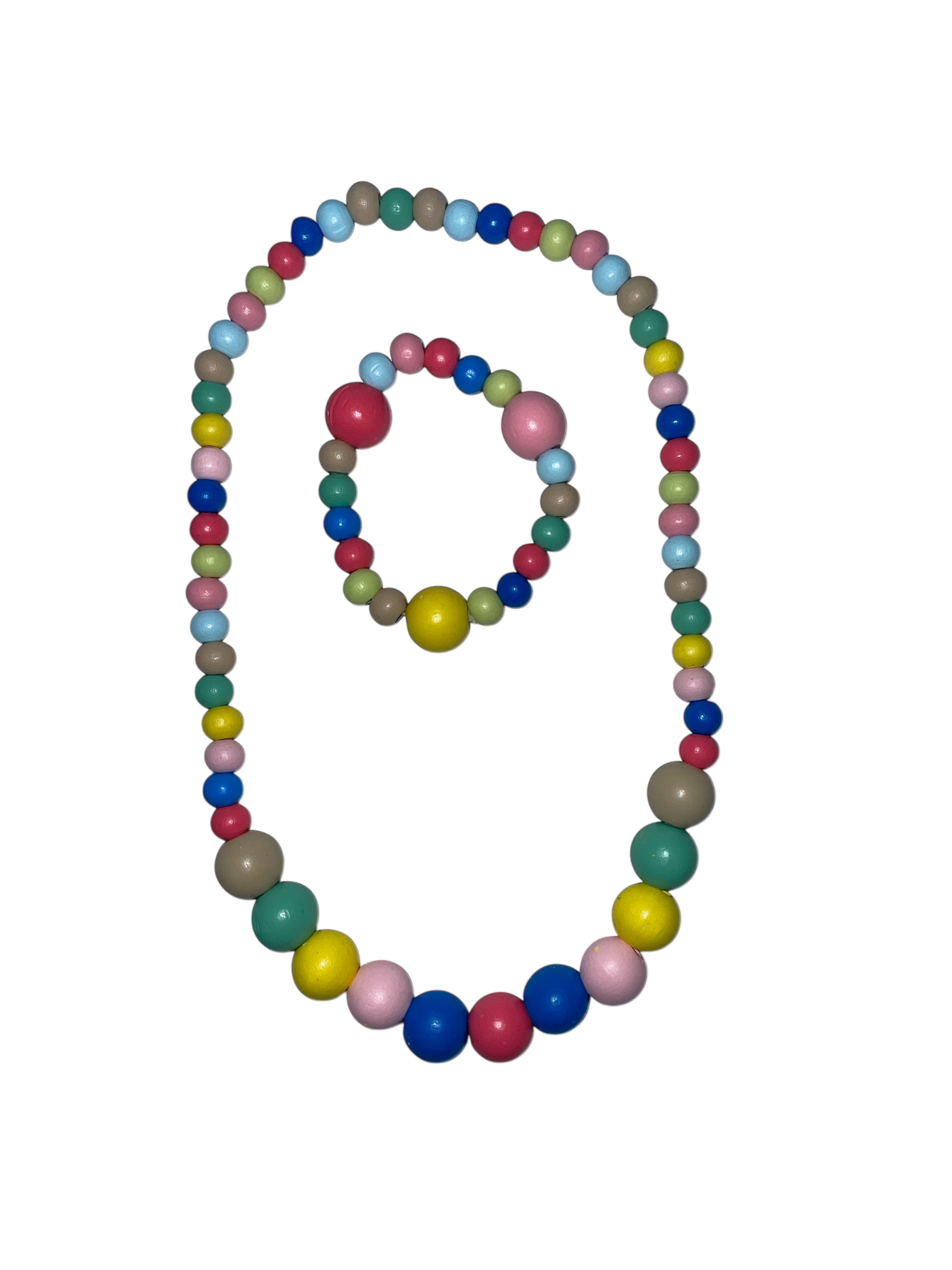 990074 - Collar + Pulsera Bolitas de madera