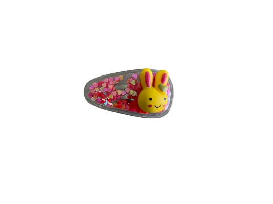 990082 - Pack 5 Clip Transparente relleno de purpurina con motivos infantiles