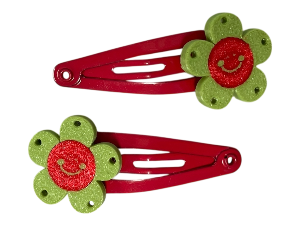 990083 - Clips 3cm con flor - estrella  sonriente