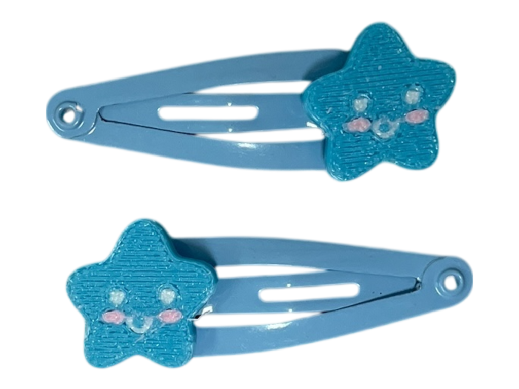 990083 - Clips 3cm con flor - estrella  sonriente