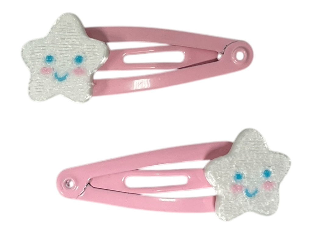 990083 - Clips 3cm con flor - estrella  sonriente