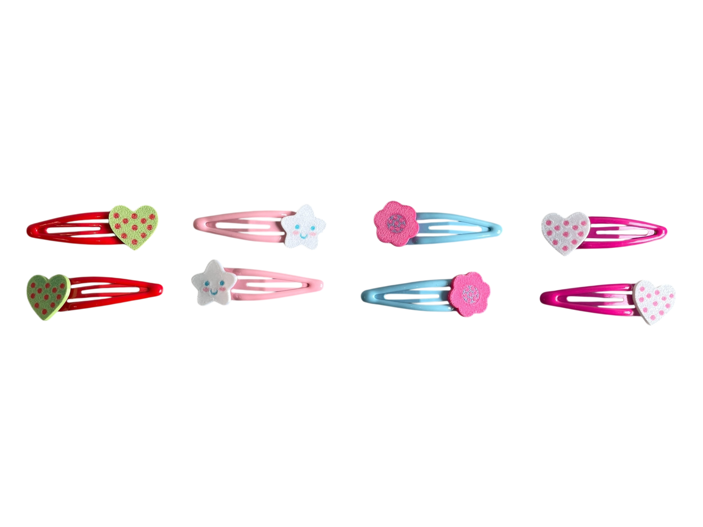 990085 - Set 2 clips de 5cm con Corazon - Flor o Estrella sonriente