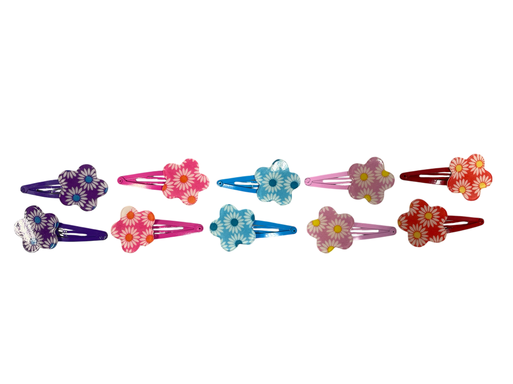 990073 - set 2 clips de 5cm con flor estampada