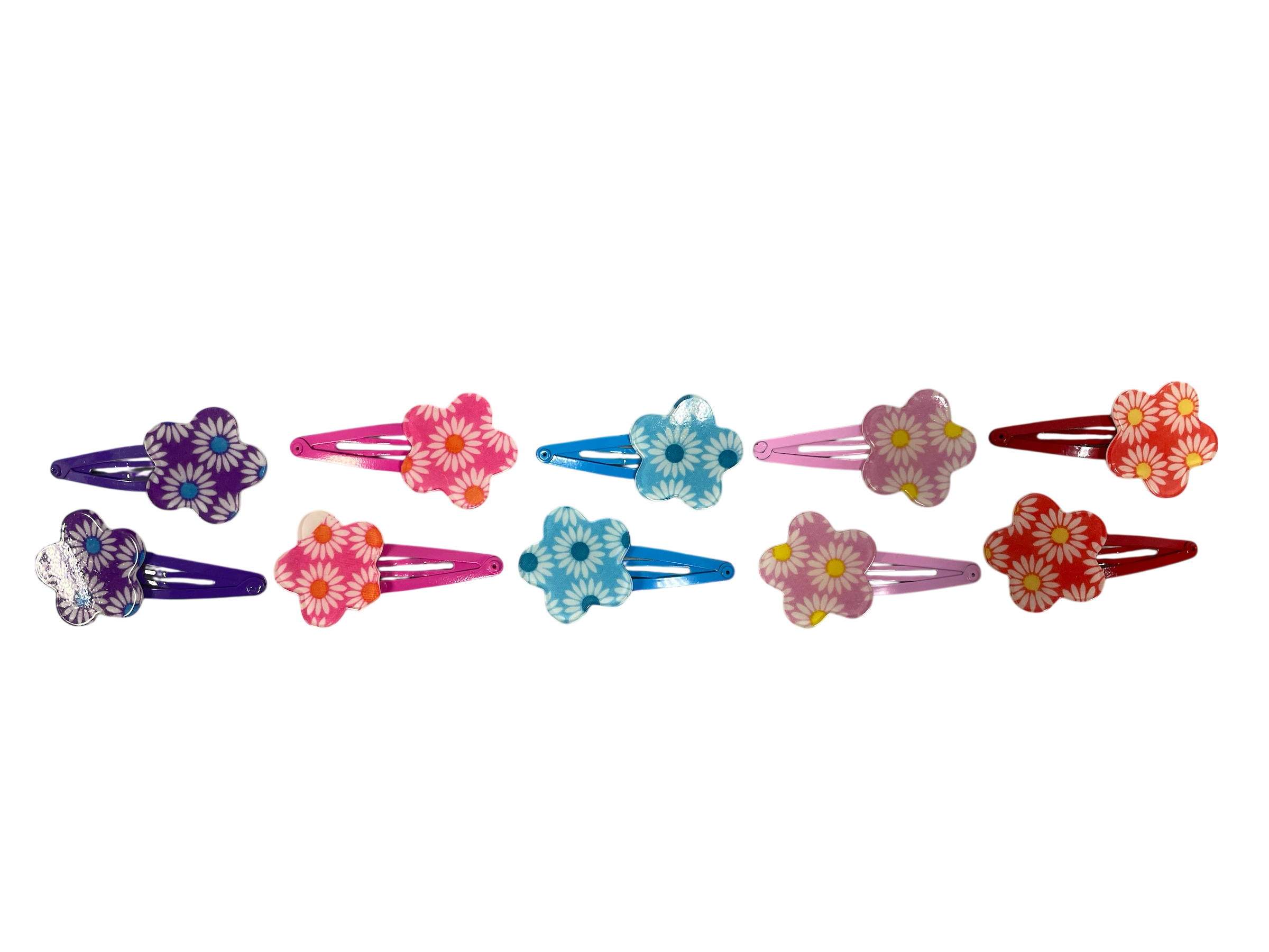 990073 - set 2 clips de 5cm con flor estampada
